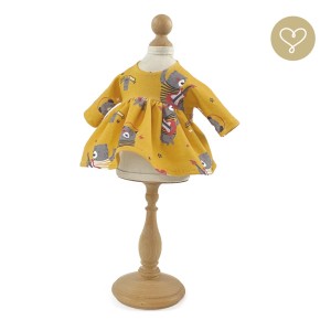 Senfgelbes Kleid mit Bärenaufdruck